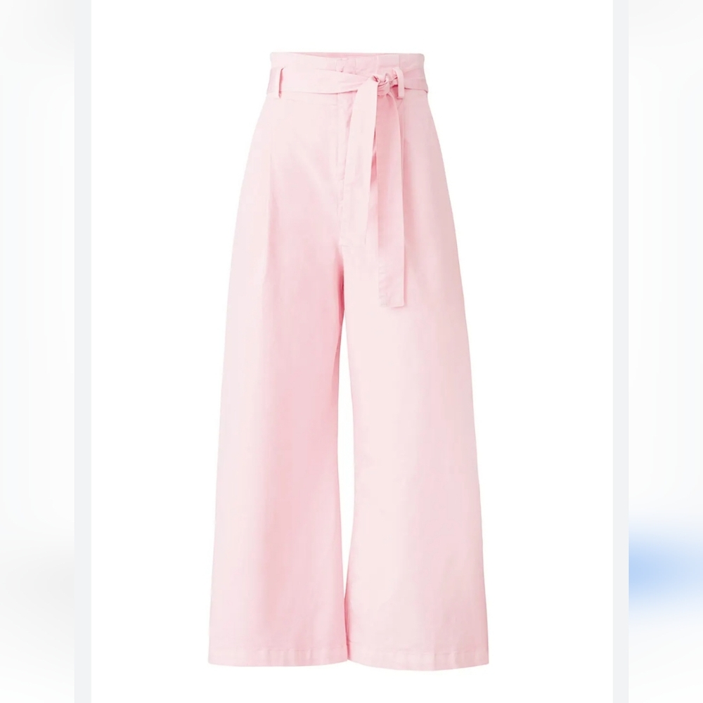 Tara Jarmon Stretch Cotton Wide-Leg Culotes Baby Pink Summer Designer High Waist